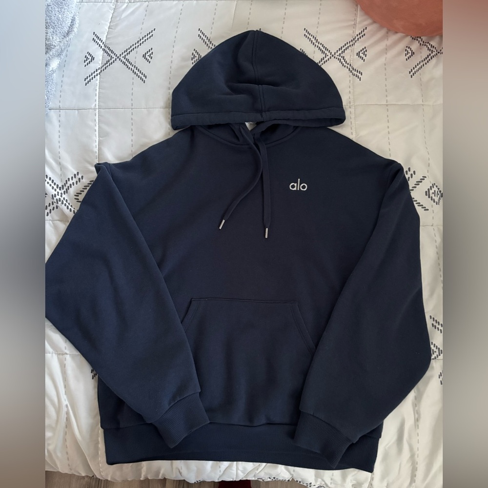 ALO Yoga Navy Blue Logo Hoodie